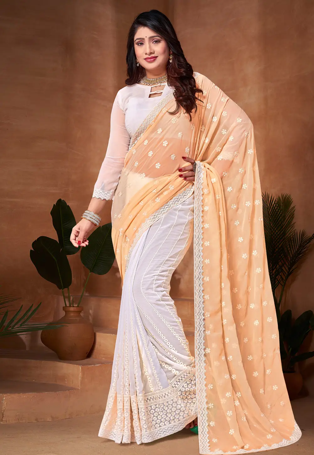 Yellow Georgette Saree With Blouse 296749