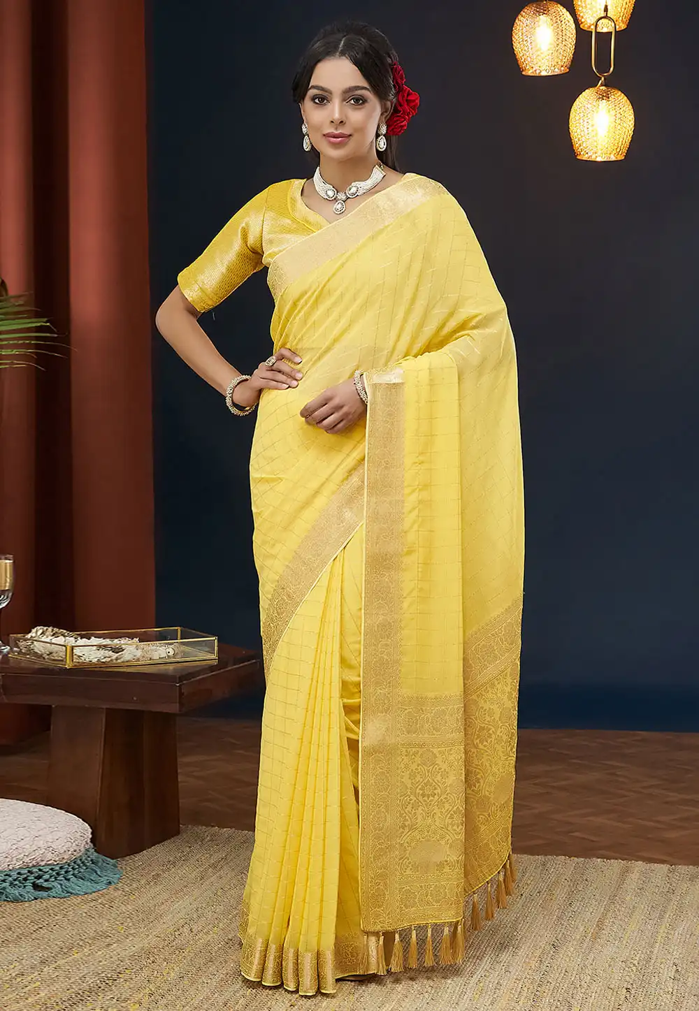 Yellow Georgette Saree With Blouse 290663