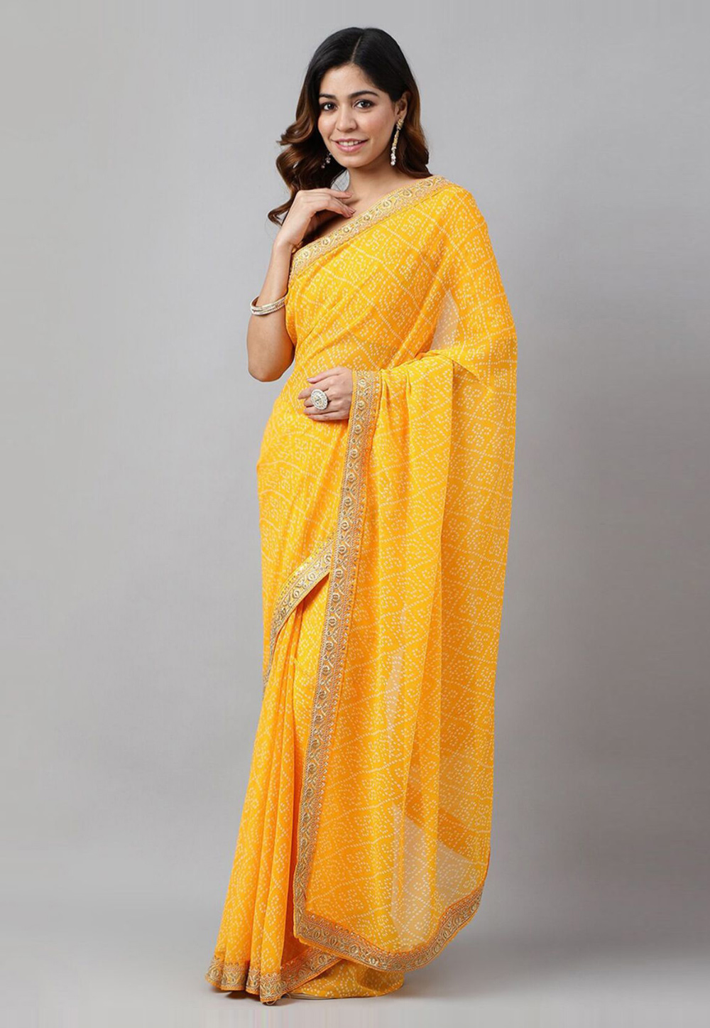 Yellow Georgette Saree With Blouse 278122