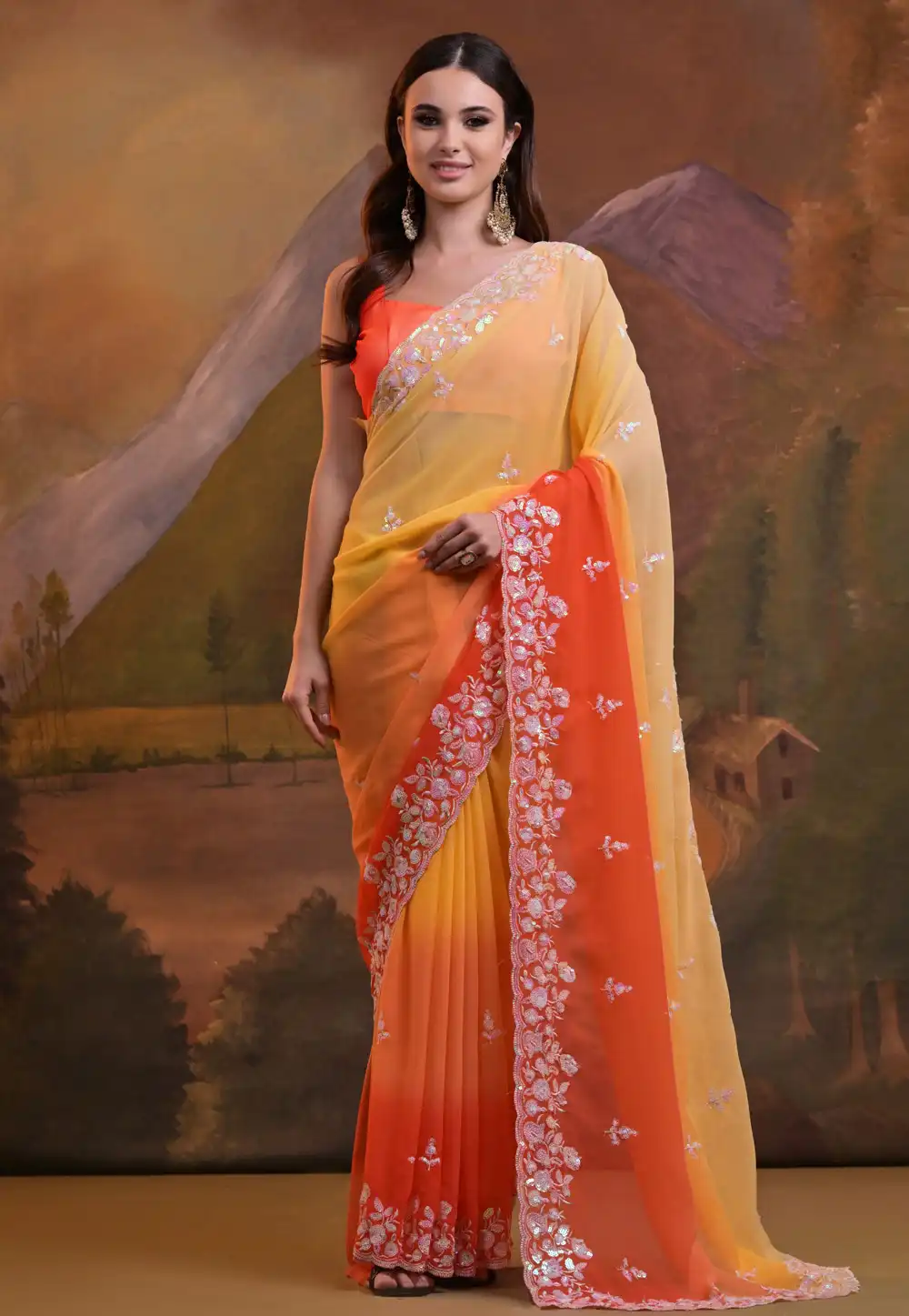 Yellow Georgette Saree With Blouse 288304