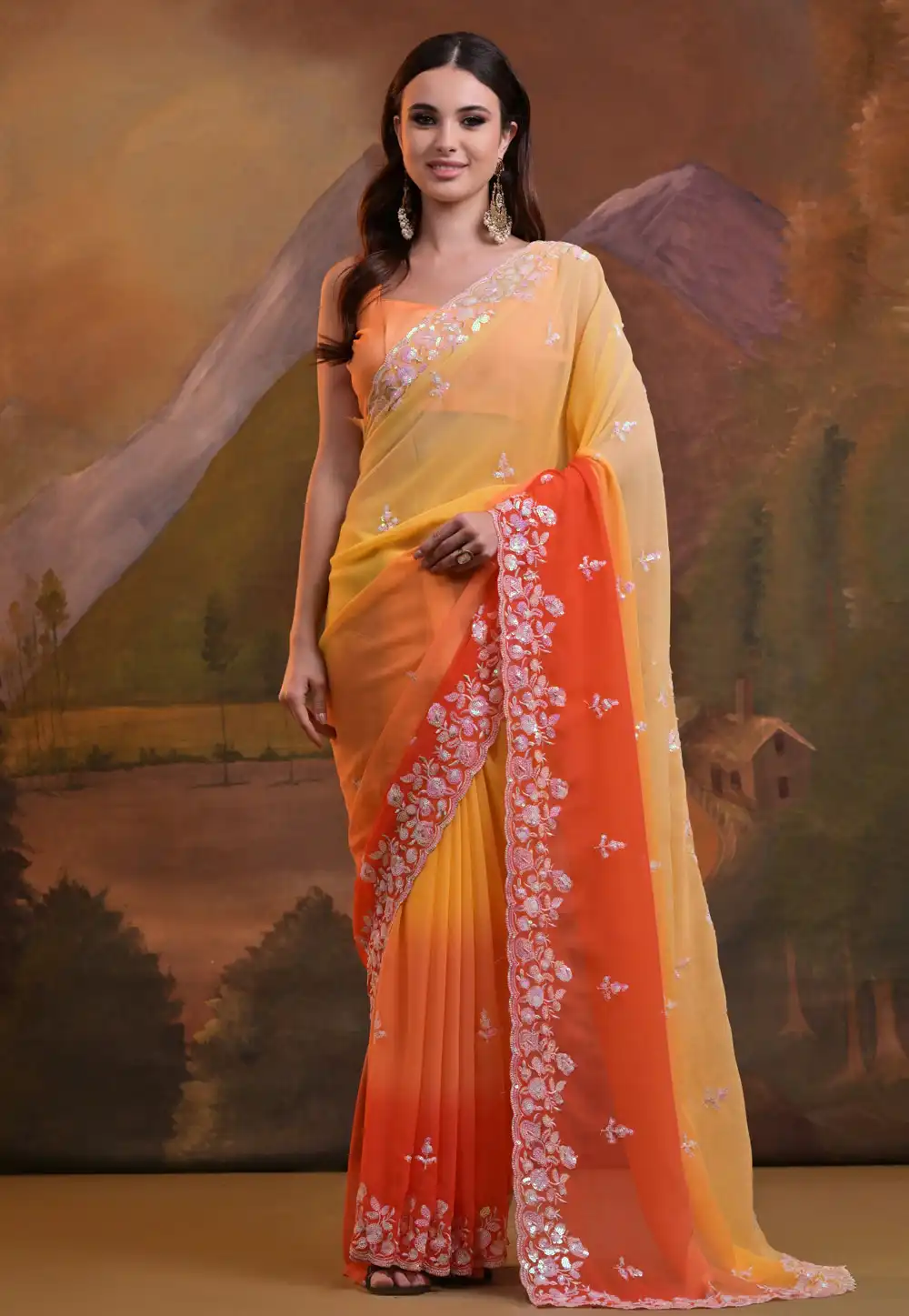 Yellow Georgette Saree With Blouse 288304