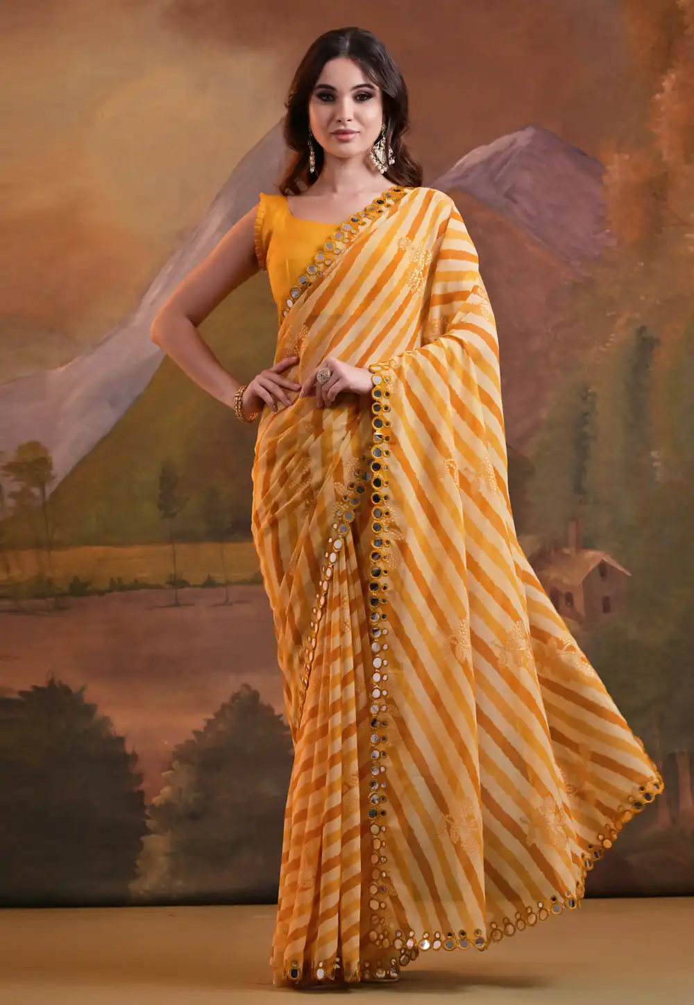 Yellow Georgette Saree With Blouse 288444