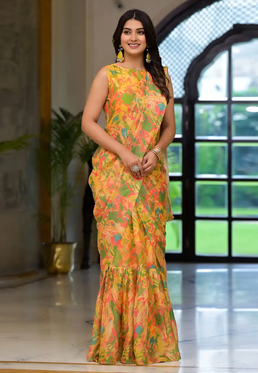 Yellow Georgette Saree With Blouse 294672