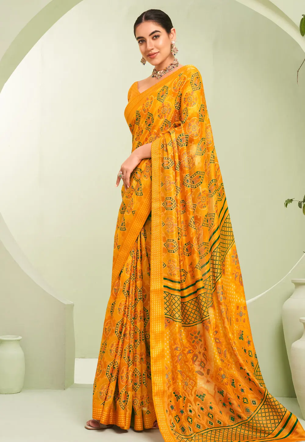 Yellow Georgette Saree With Blouse 302835