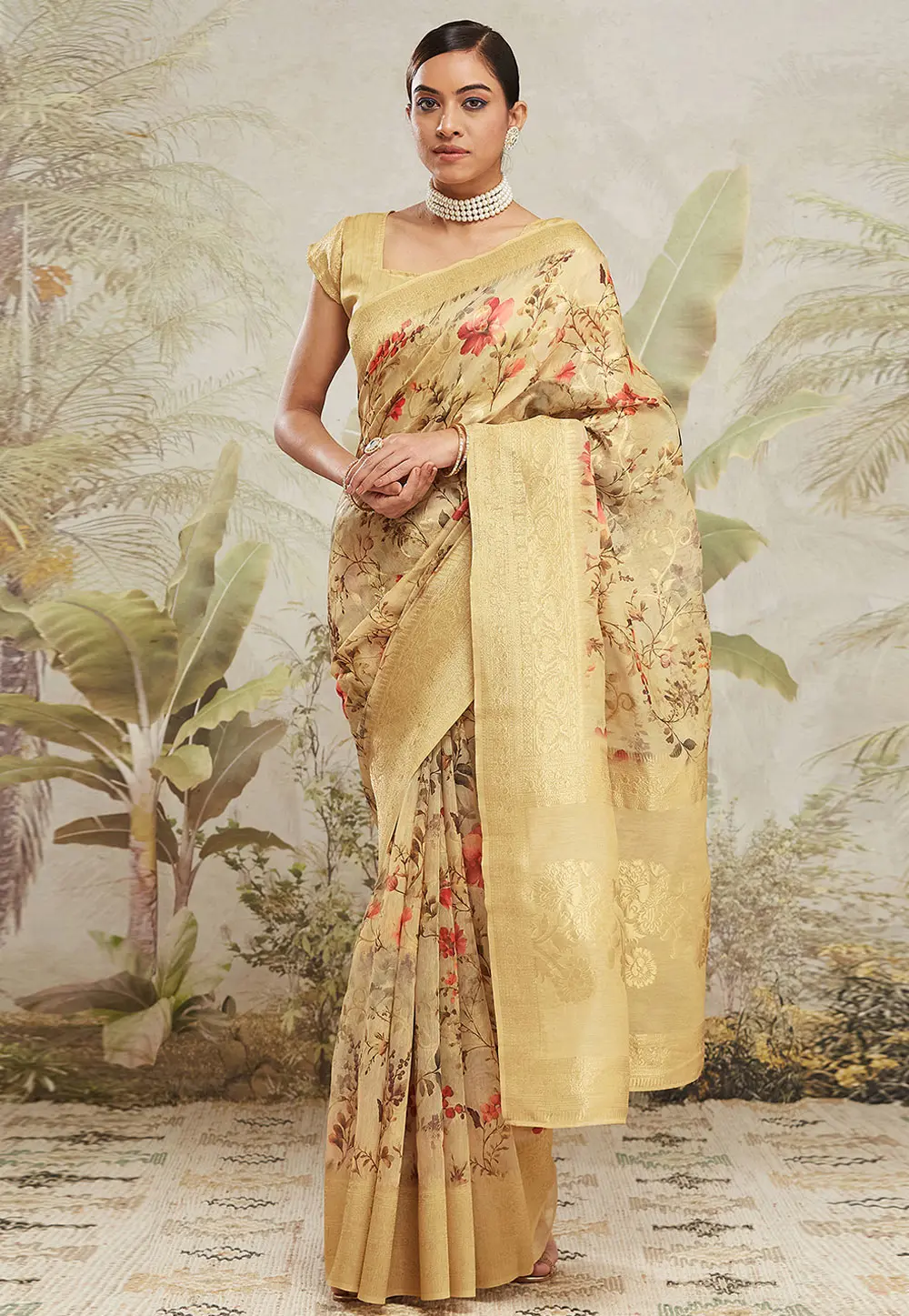 Yellow Jacquard Silk Saree With Blouse 299489