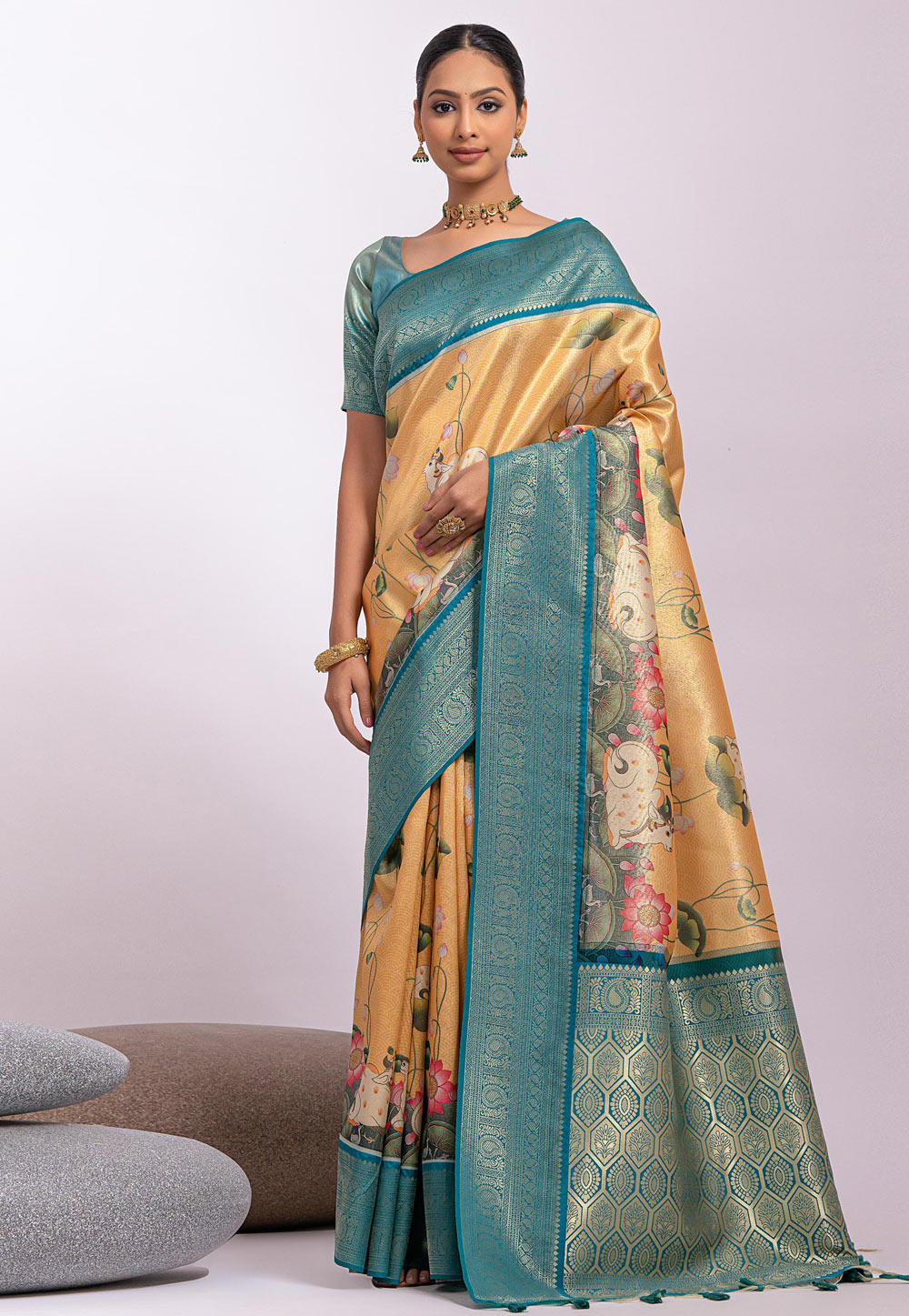 Yellow Kanjivaram Silk Saree With Blouse 281808