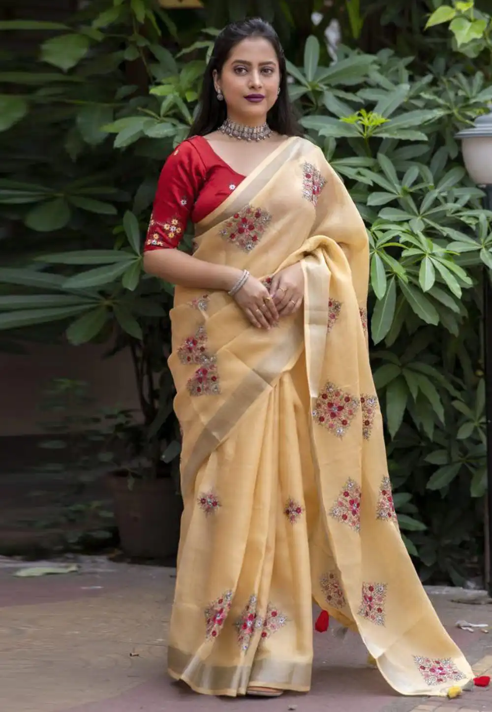 Yellow Linen Saree With Blouse 289259