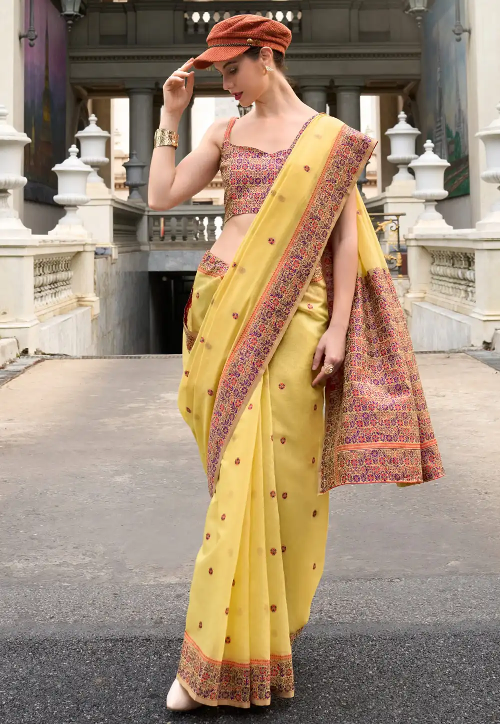 Yellow Linen Saree With Blouse 292711