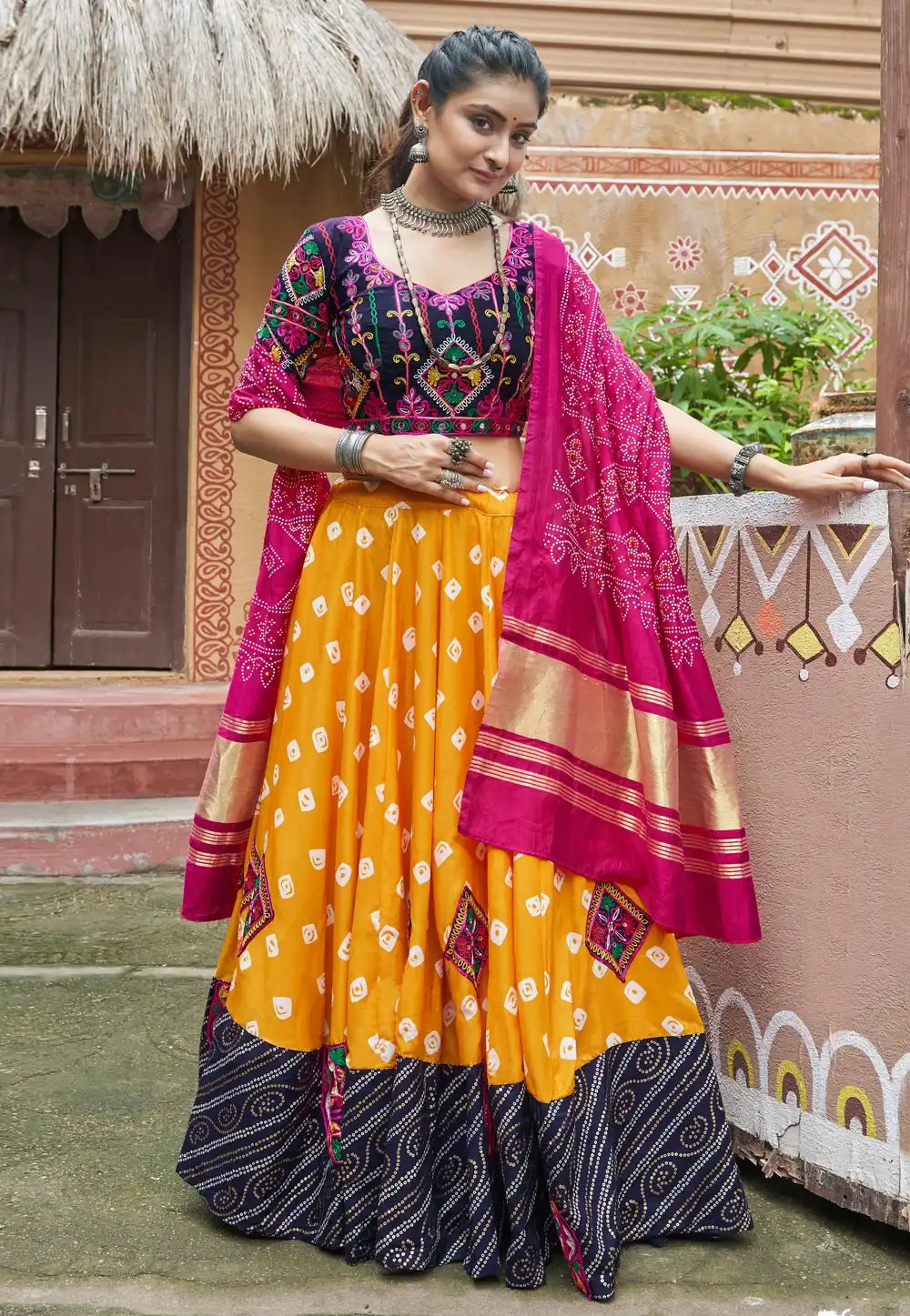 Yellow Muslin Navratri Chaniya Choli 294103