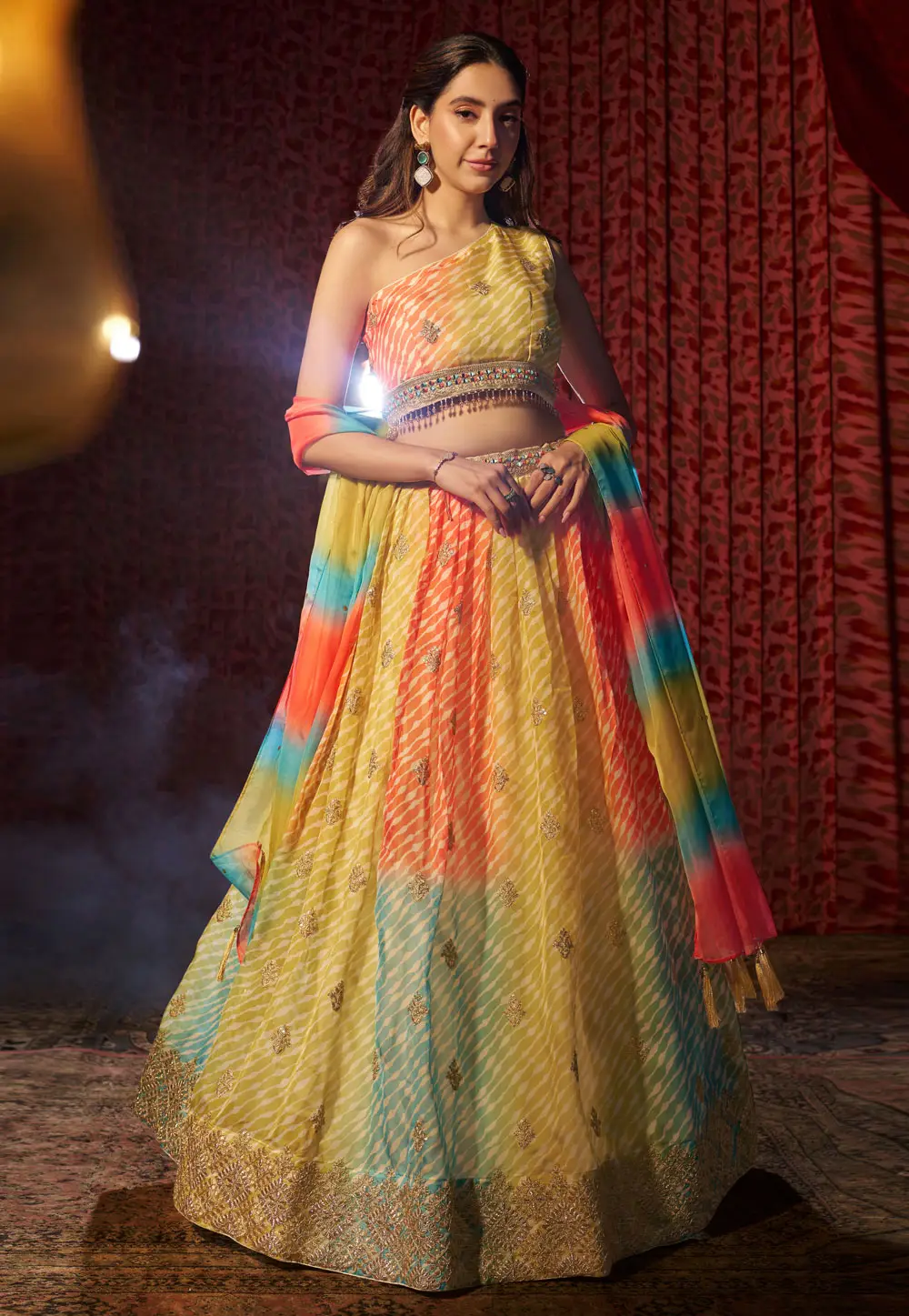 Yellow Organza Circular Lehenga Choli 295707