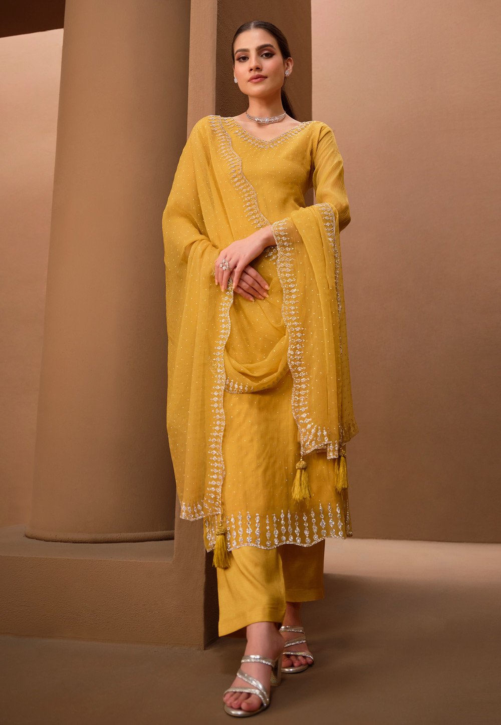 Yellow Organza Pakistani Suit 285031