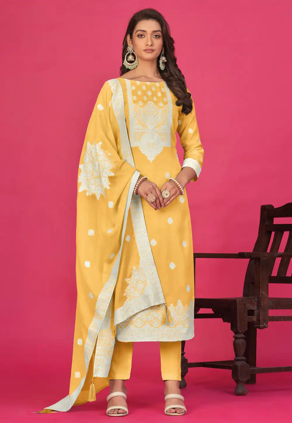 Yellow Organza Pakistani Suit 290416