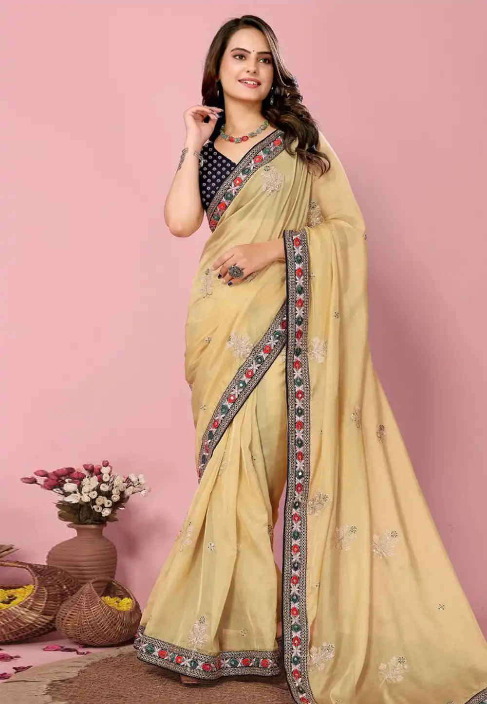 Yellow Organza Saree With Blouse 288904