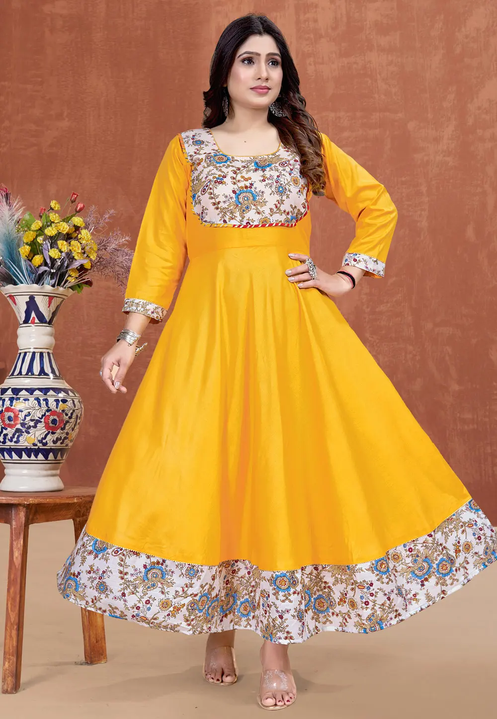 Yellow Rayon Gown 300053