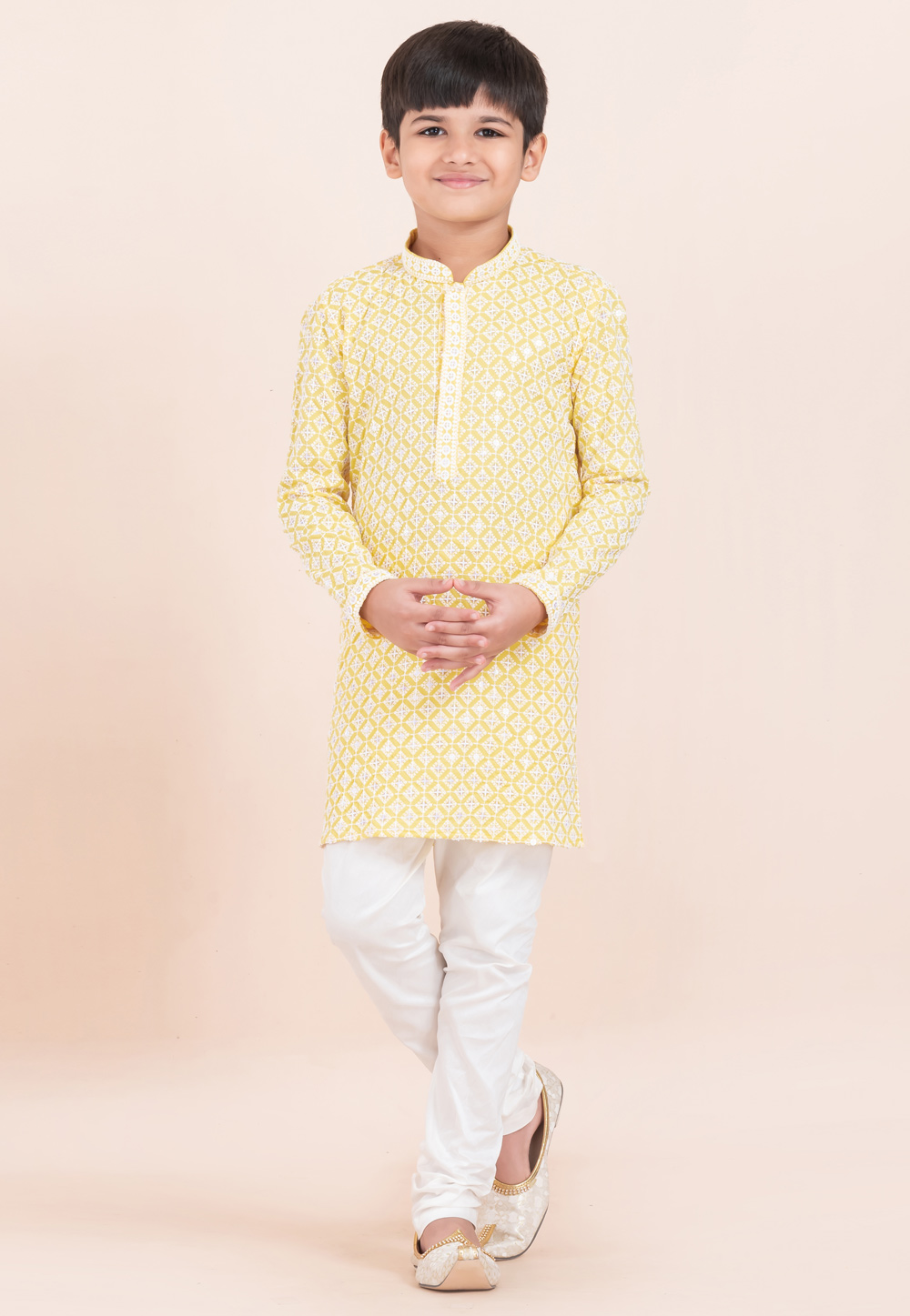 Yellow Rayon Kids Kurta Pajama 305351