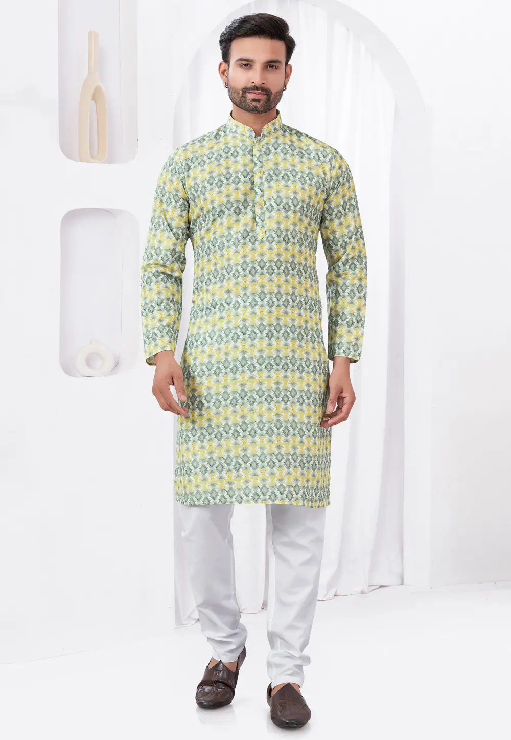 Yellow Rayon Kurta Pajama 300284