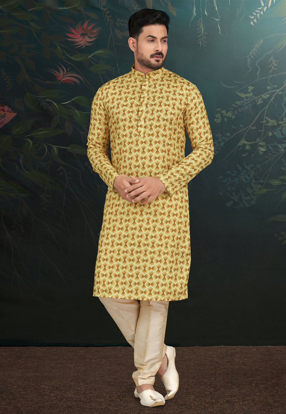 Yellow Rayon Kurta Pajama 279719