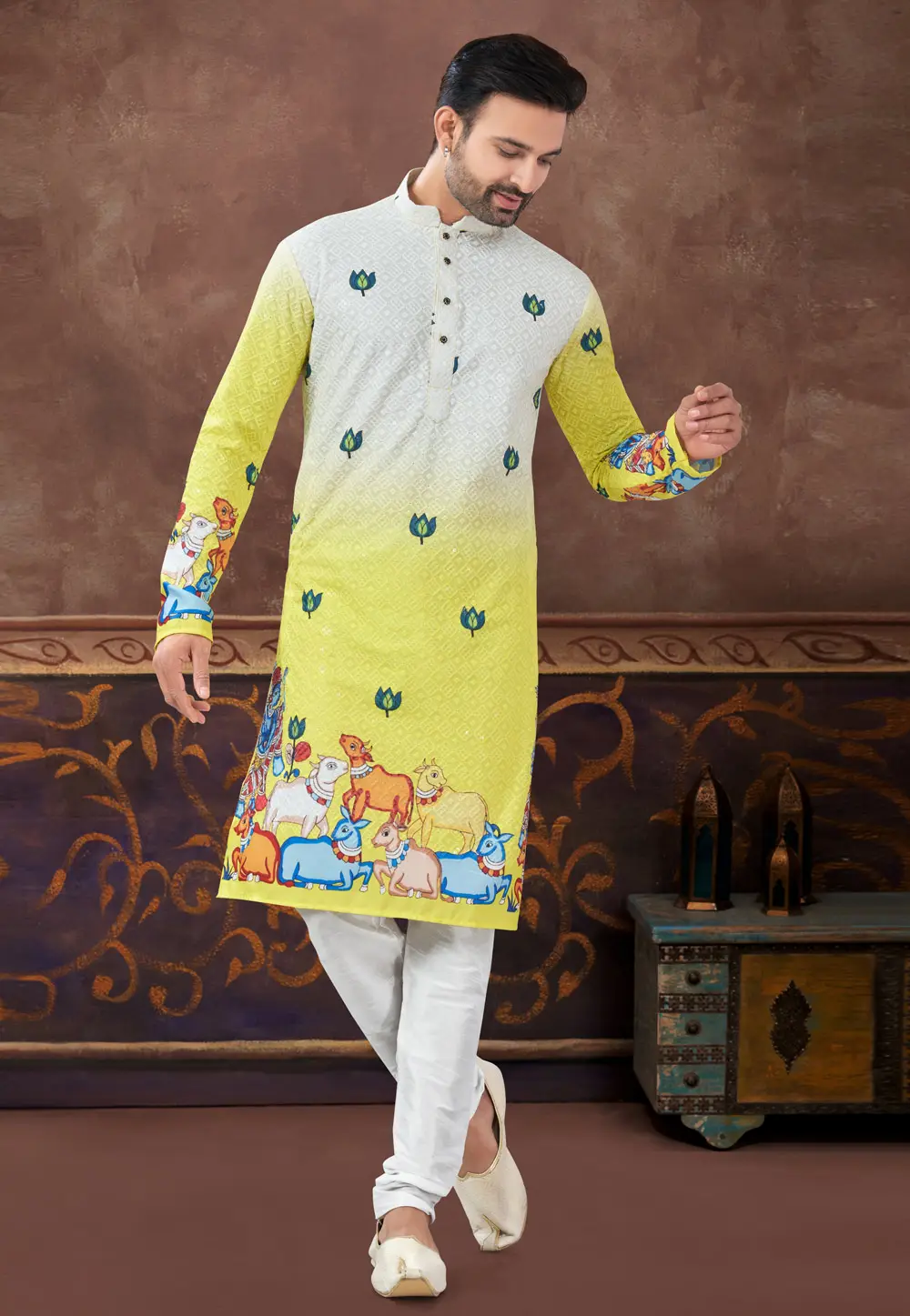 Yellow Rayon Kurta Pajama 296875