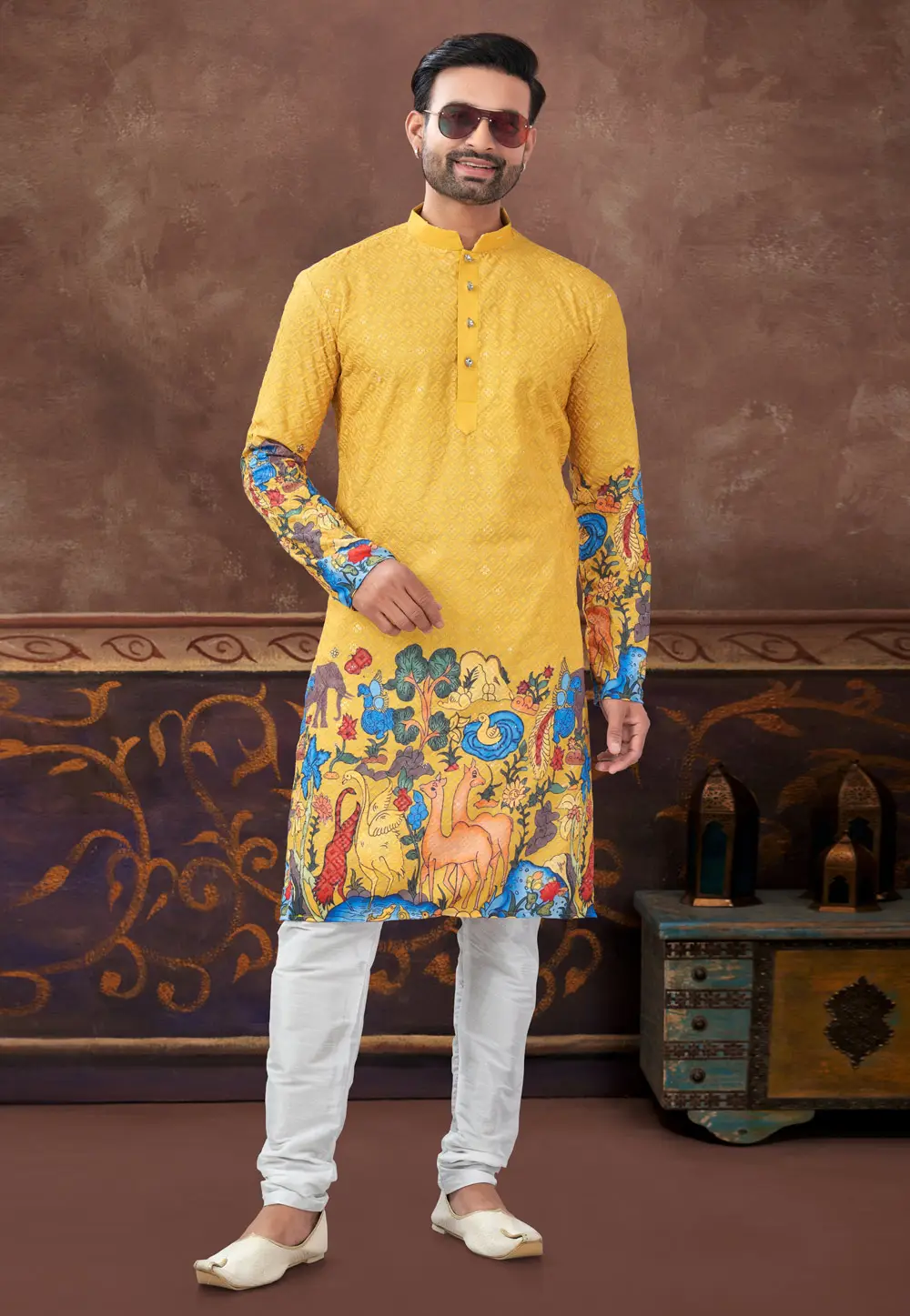 Yellow Rayon Kurta Pajama 296880