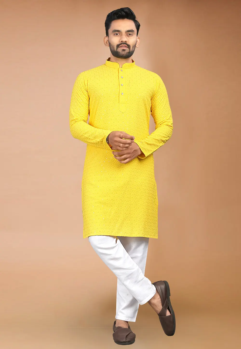 Yellow Rayon Kurta Pajama 301152