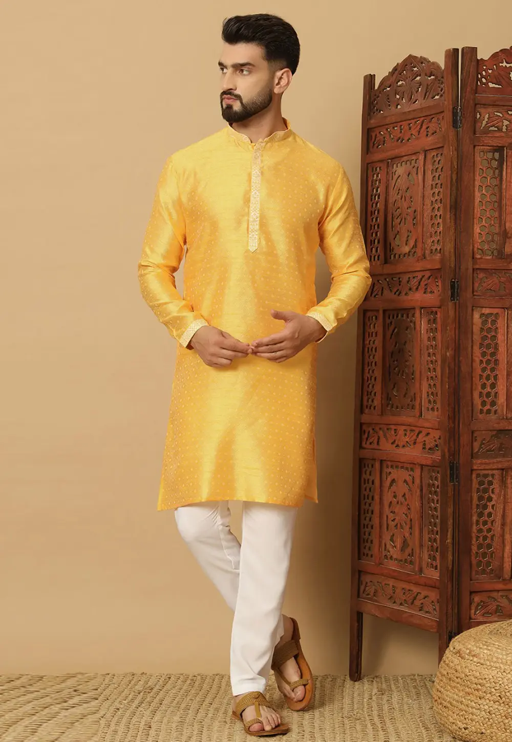 Yellow Rayon Kurta Pajama 297692