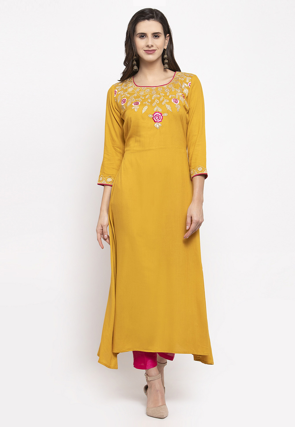 Yellow Rayon Kurta Set With Pent 286652