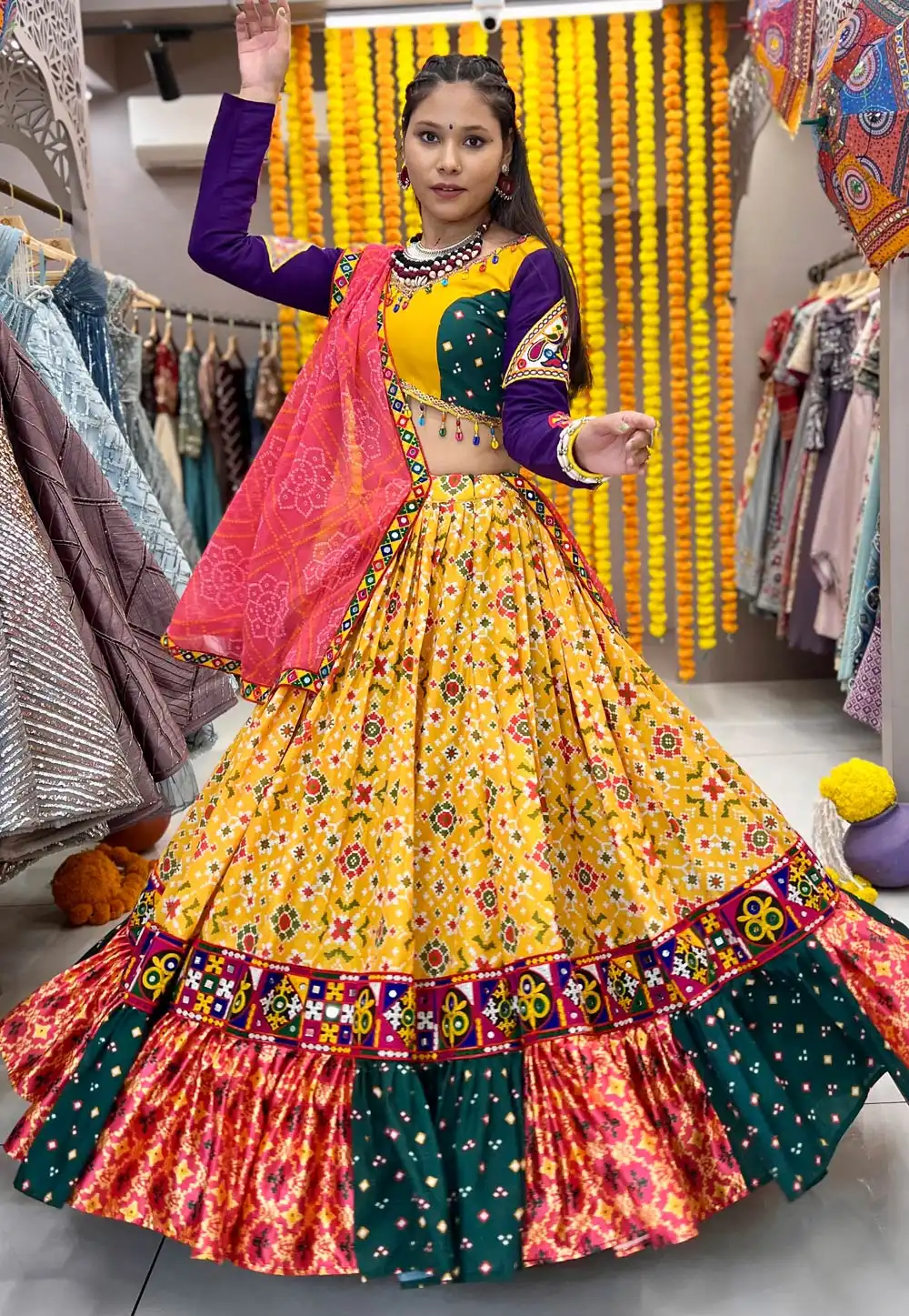 Yellow Rayon Navratri Chaniya Choli 291436