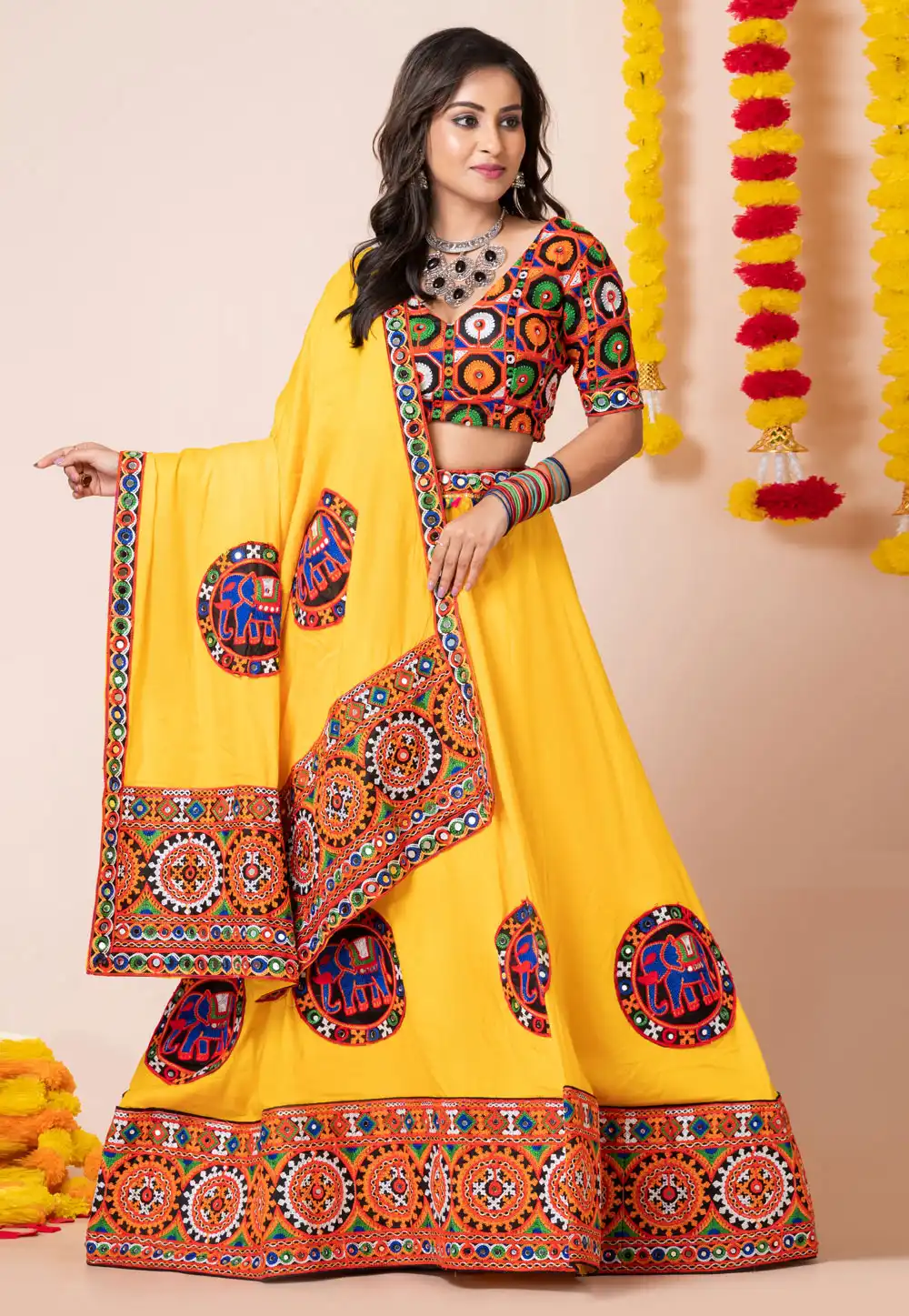 Yellow Rayon Navratri Chaniya Choli 292588