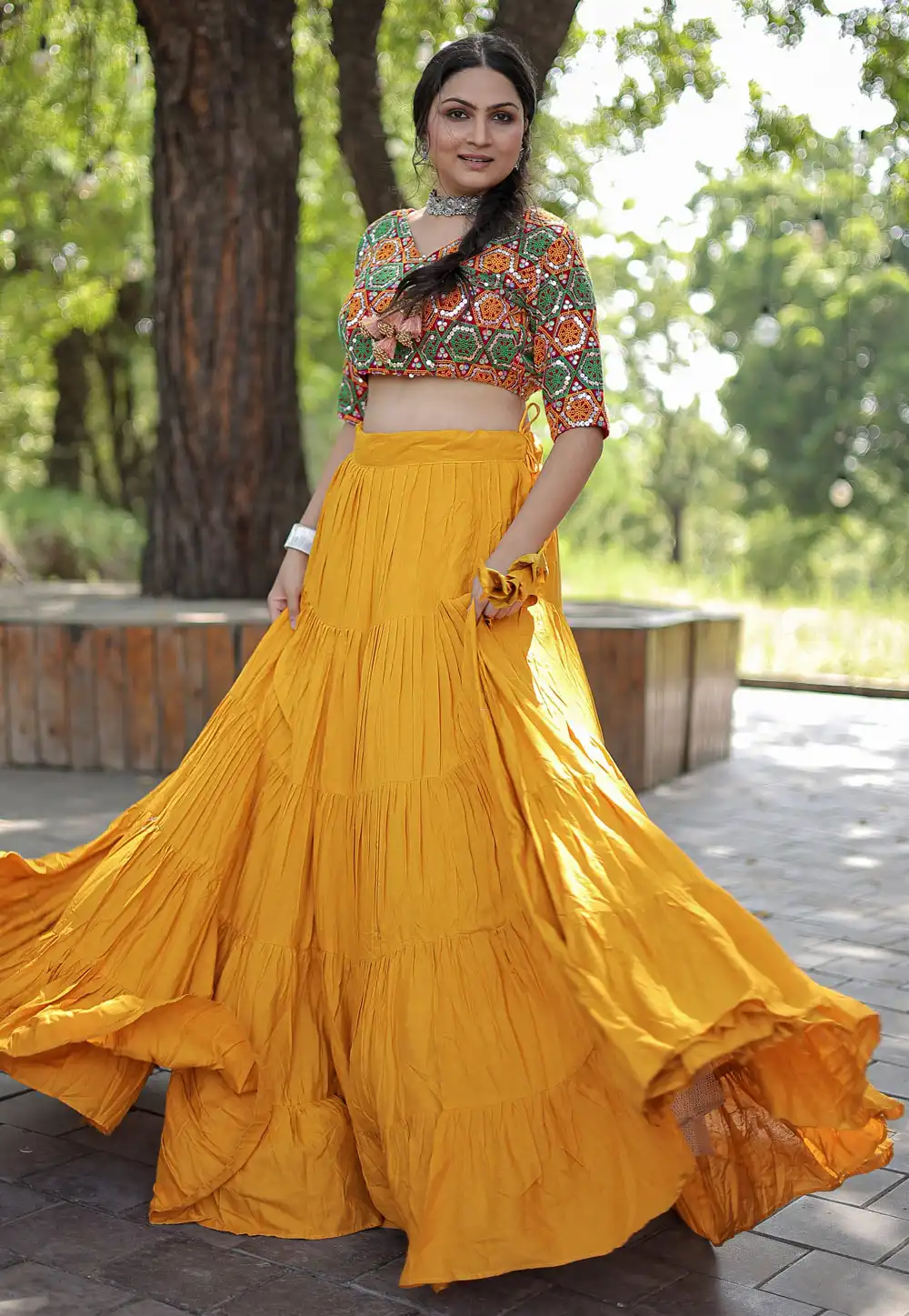 Yellow Rayon Navratri Chaniya Choli 292469