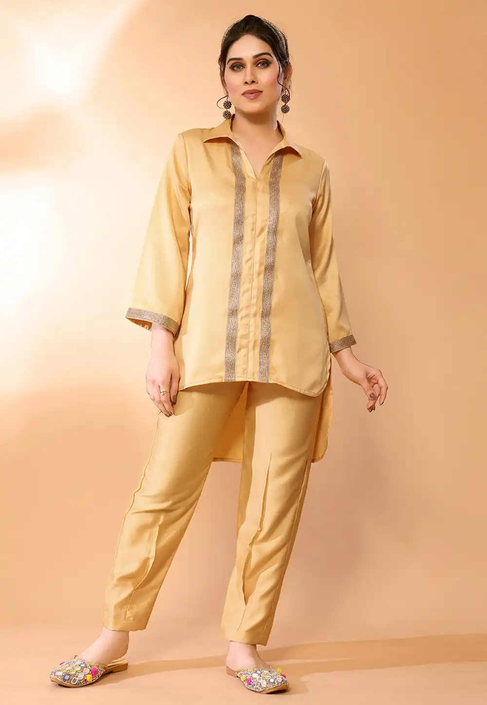 Yellow Satin Co-Ords Set 291002