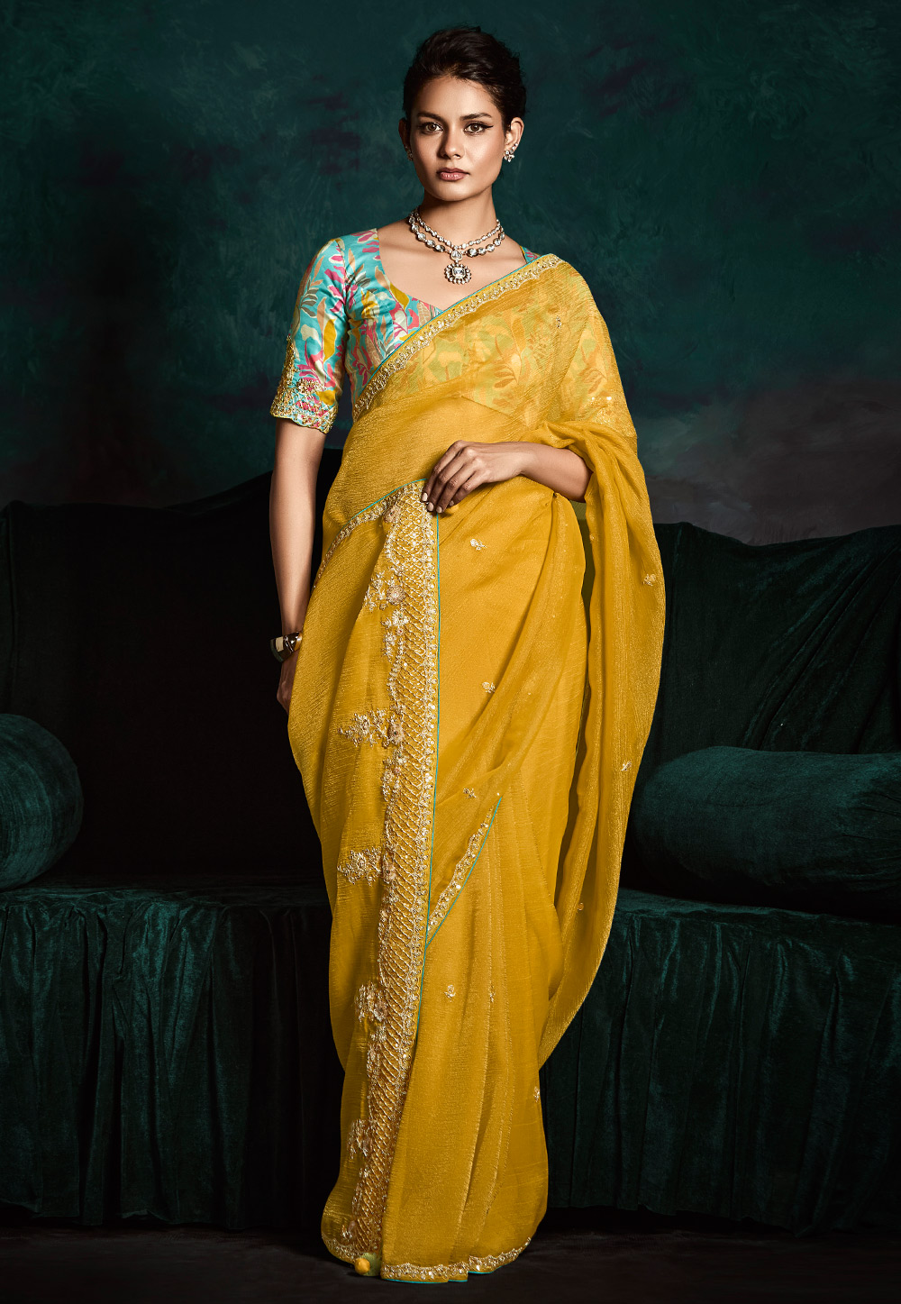 Yellow Satin Silk Saree With Blouse 304991