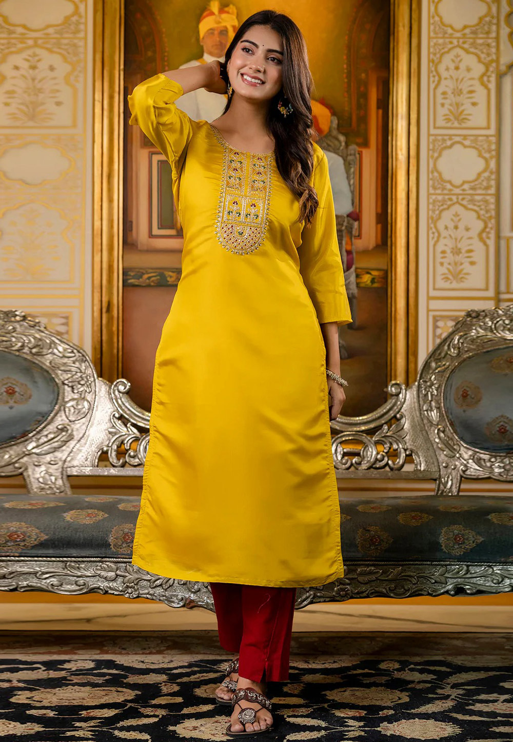 Yellow Shimmer Long Tunic 307086