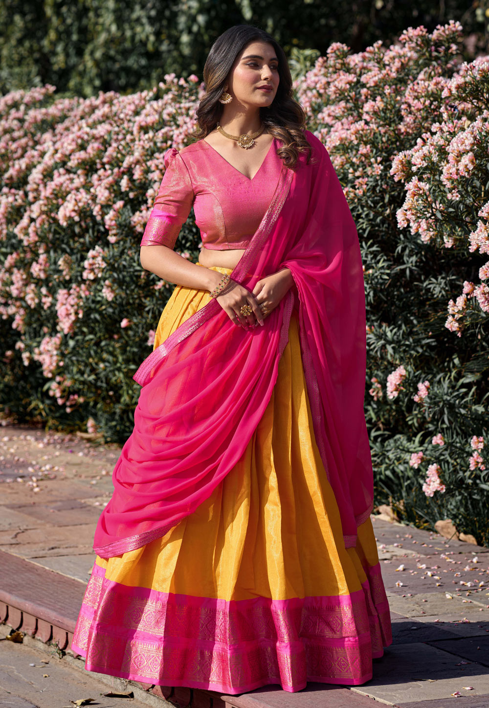 Yellow Silk Circular Lehenga Choli 287063