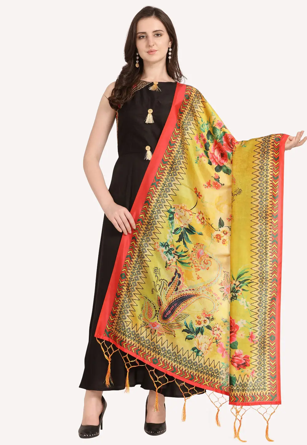 Yellow Silk Dupatta 296507