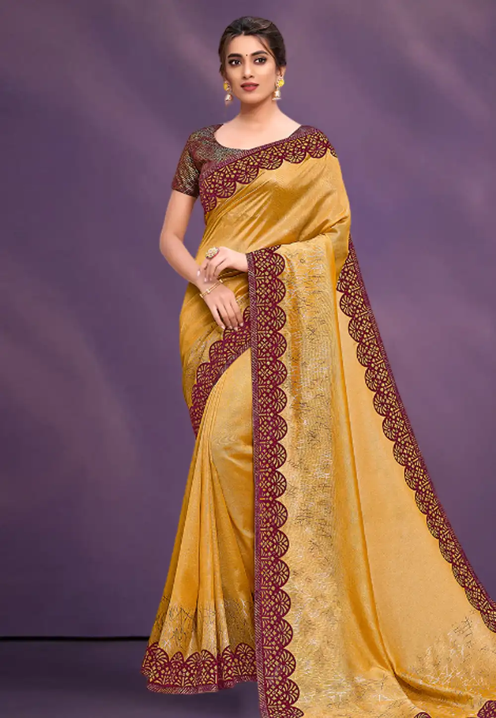 Yellow Silk Georgette Saree With Blouse 292034