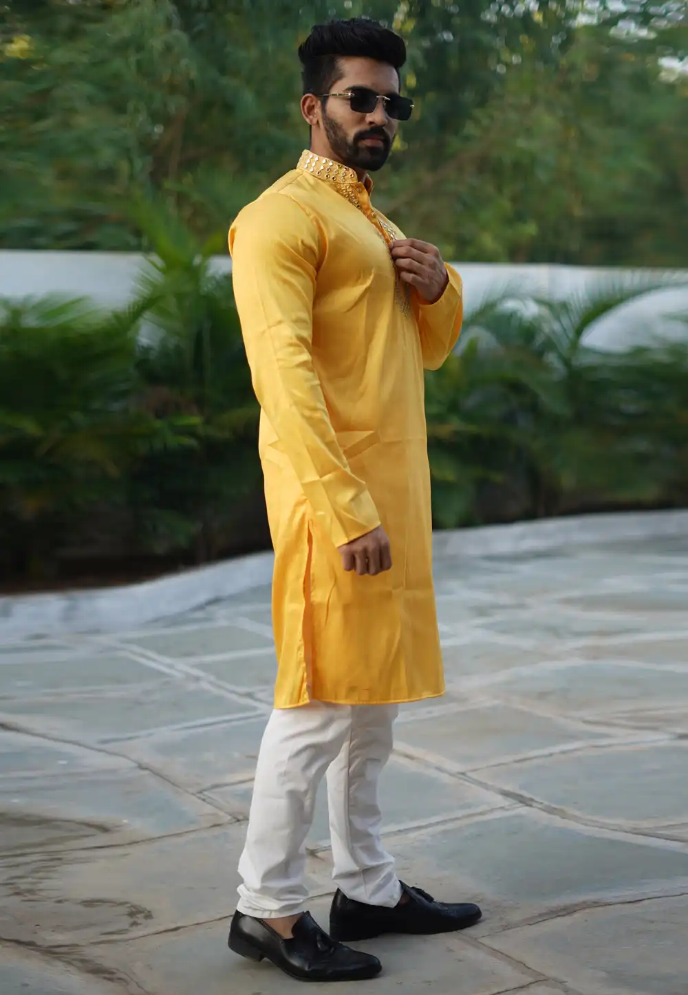 Yellow Silk Kurta Pajama 293776