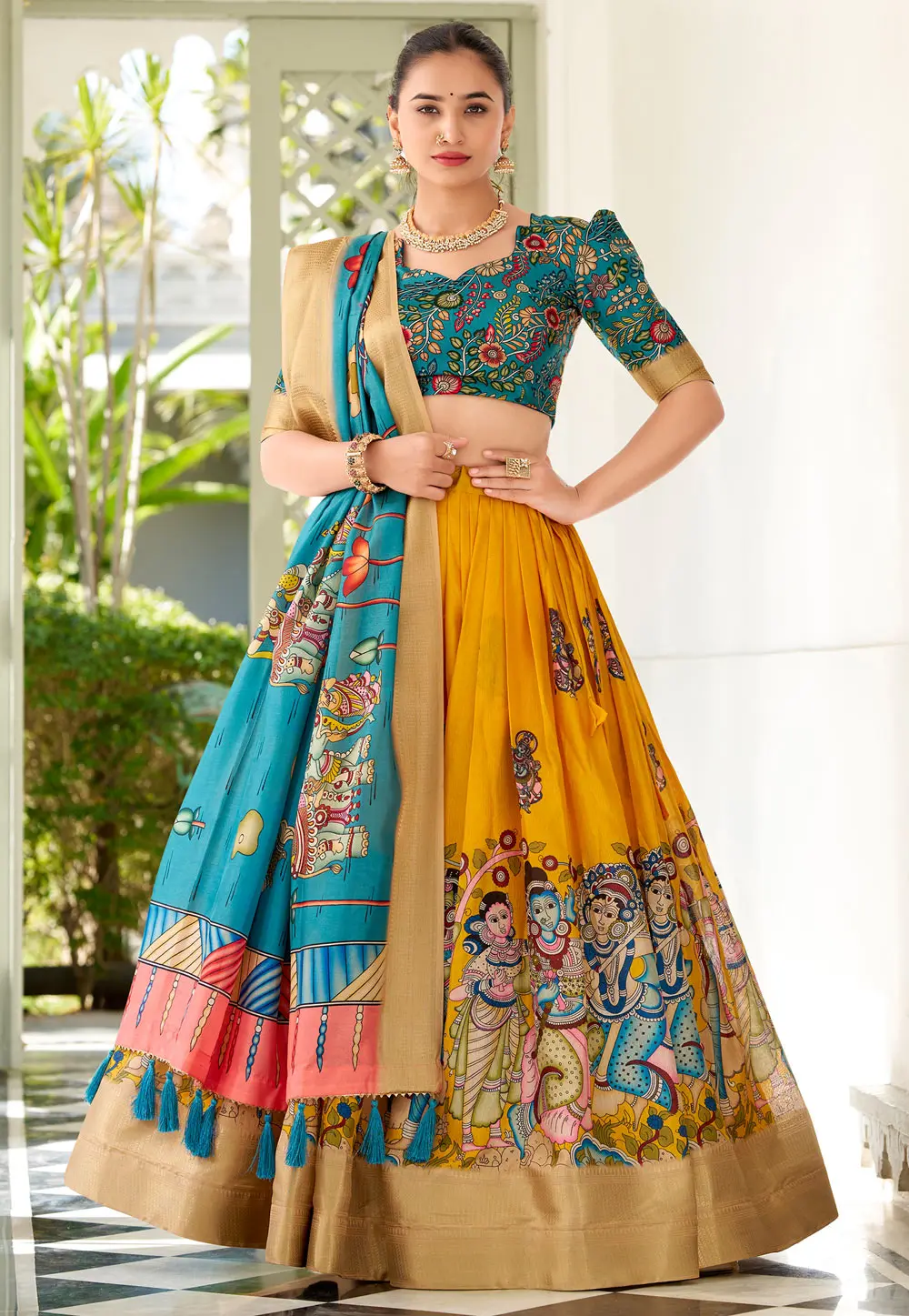 Yellow Silk Lehenga Choli 301434