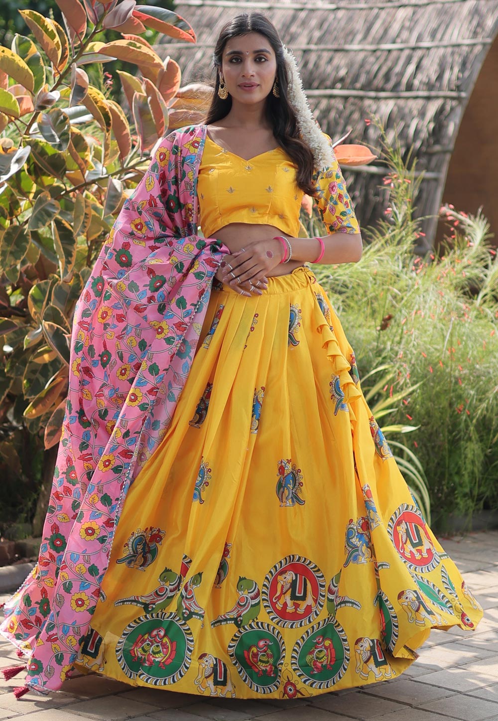 Yellow Silk Lehenga Choli 286157