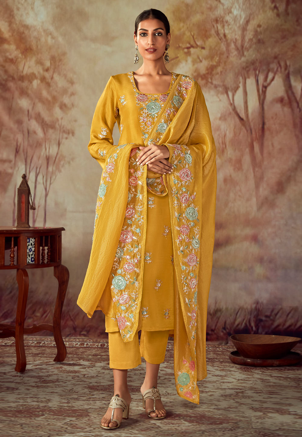 Yellow Silk Pakistani Suit 283278