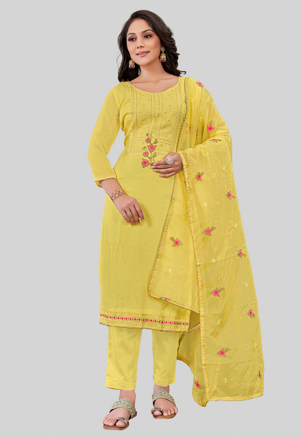 Yellow Silk Pakistani Suit 284601
