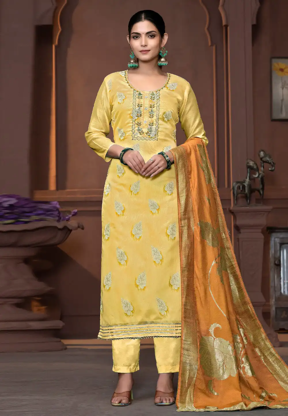 Yellow Silk Pakistani Suit 294243