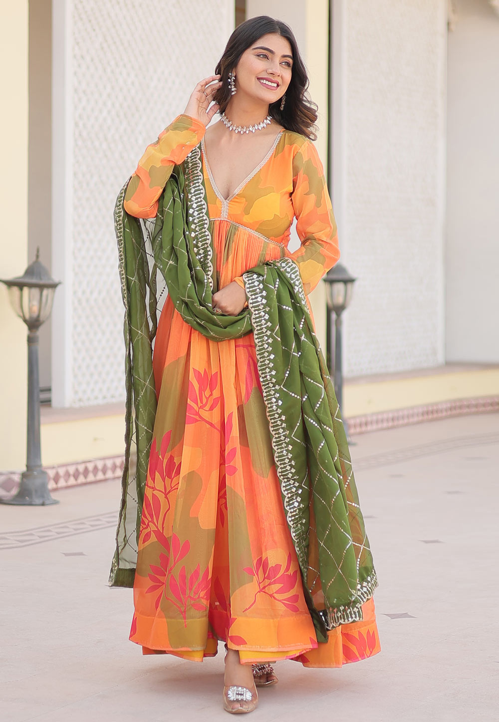 Yellow Silk Readymade Anarkali Suit 286555
