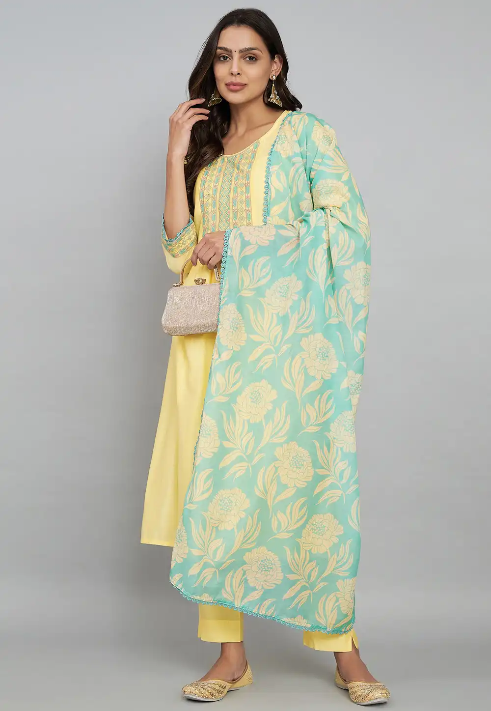 Yellow Silk Readymade Pakistani Suit 290551