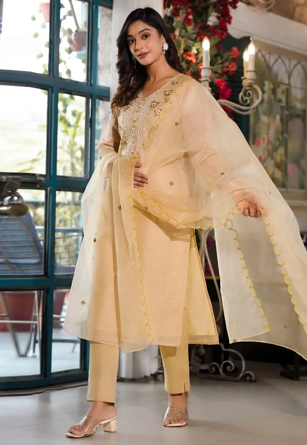 Yellow Silk Readymade Pakistani Suit 291106