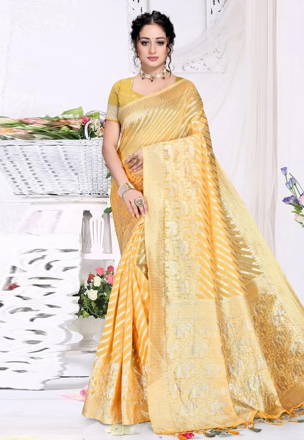 Yellow Silk Saree With Blouse 288728