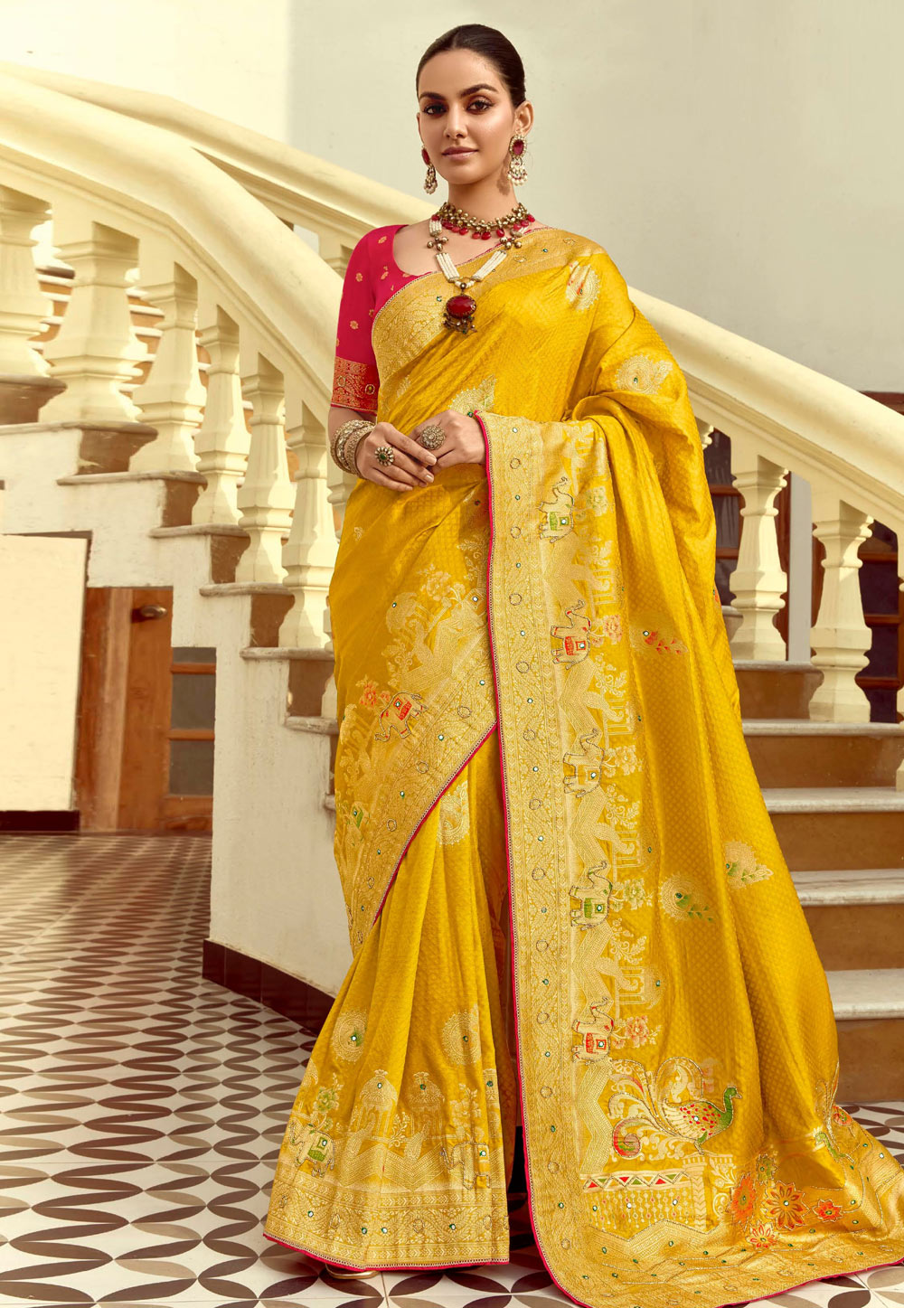 Yellow Silk Saree With Blouse 309108