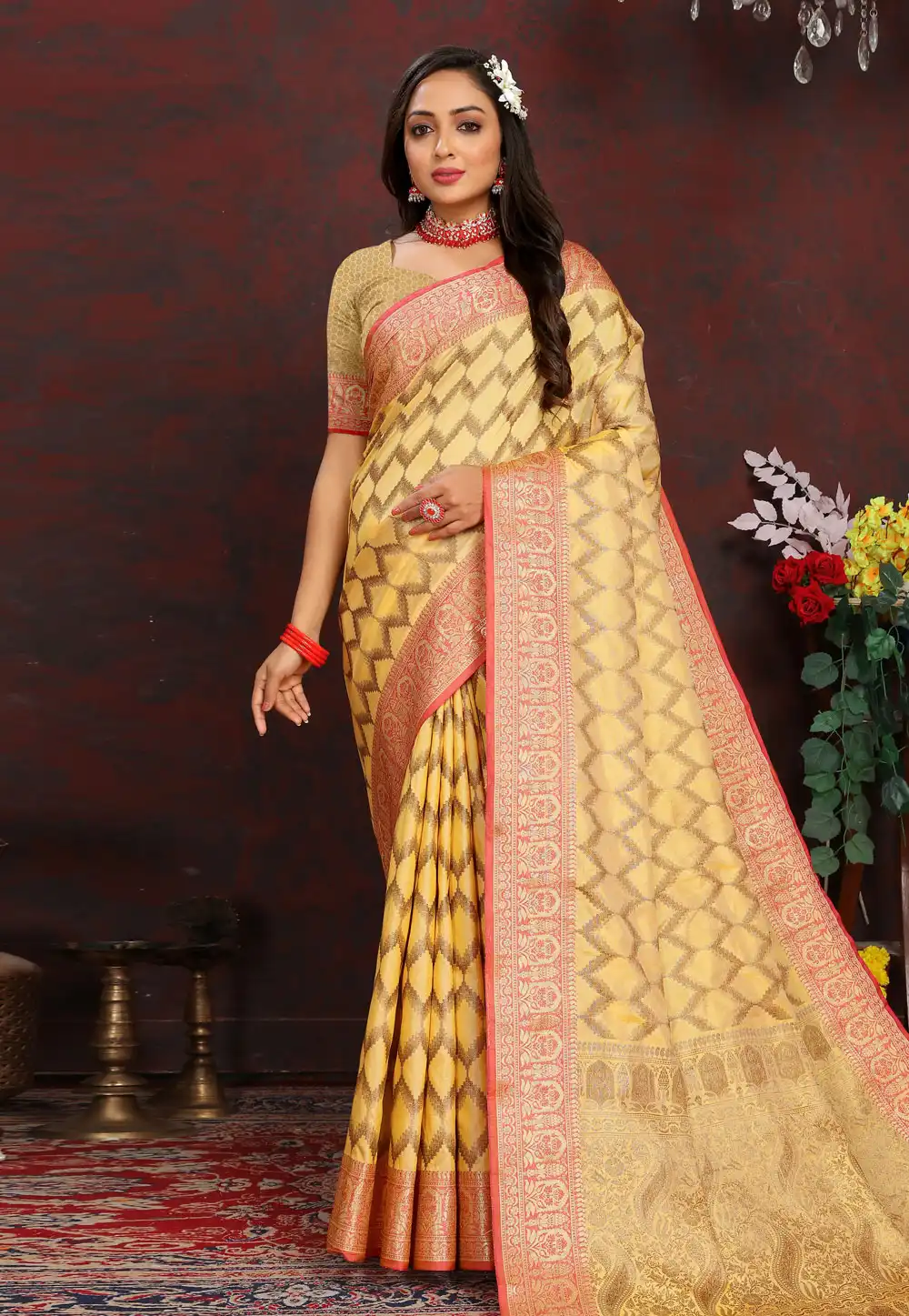 Yellow Silk Saree With Blouse 288436