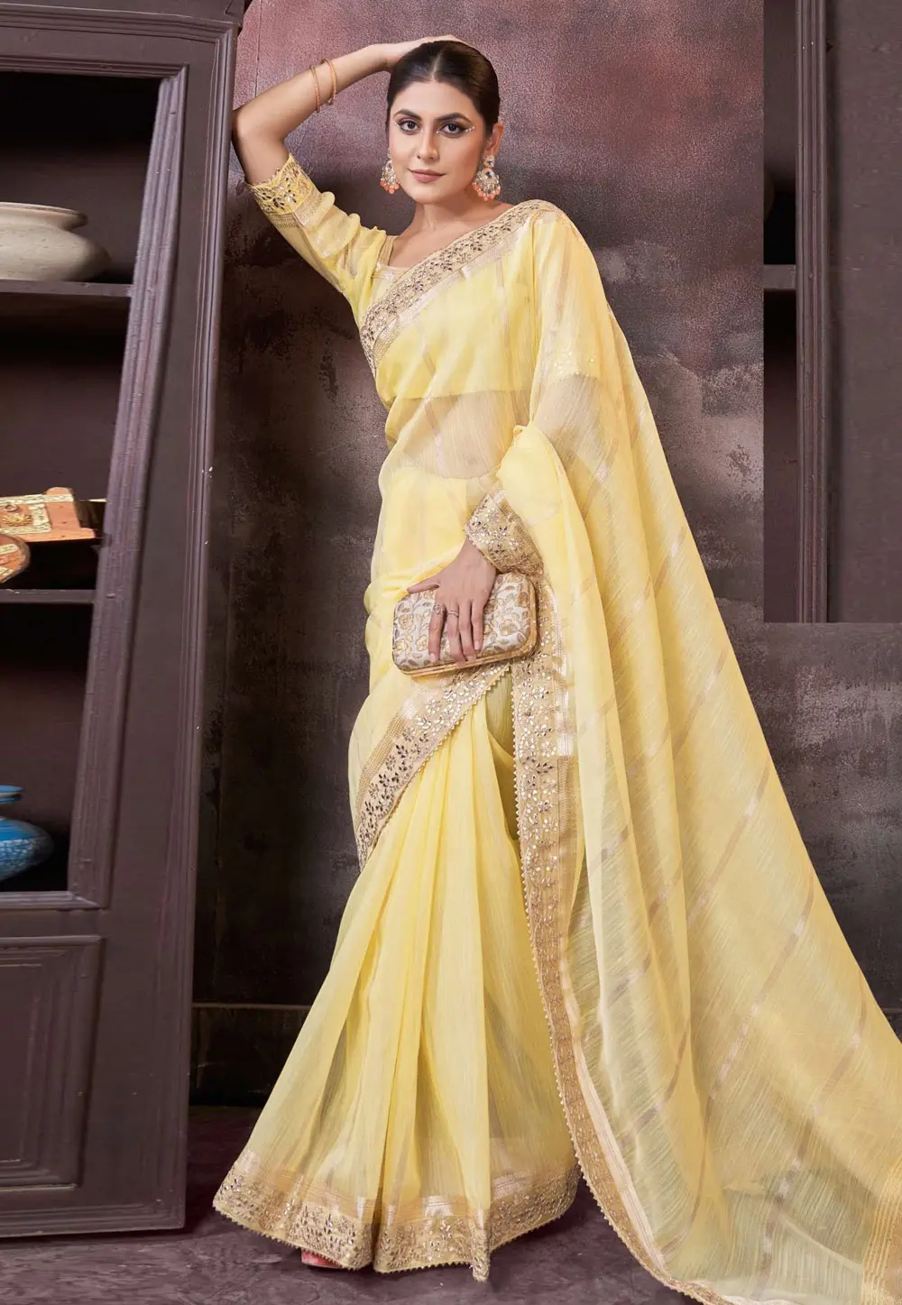 Yellow Silk Saree With Blouse 301744