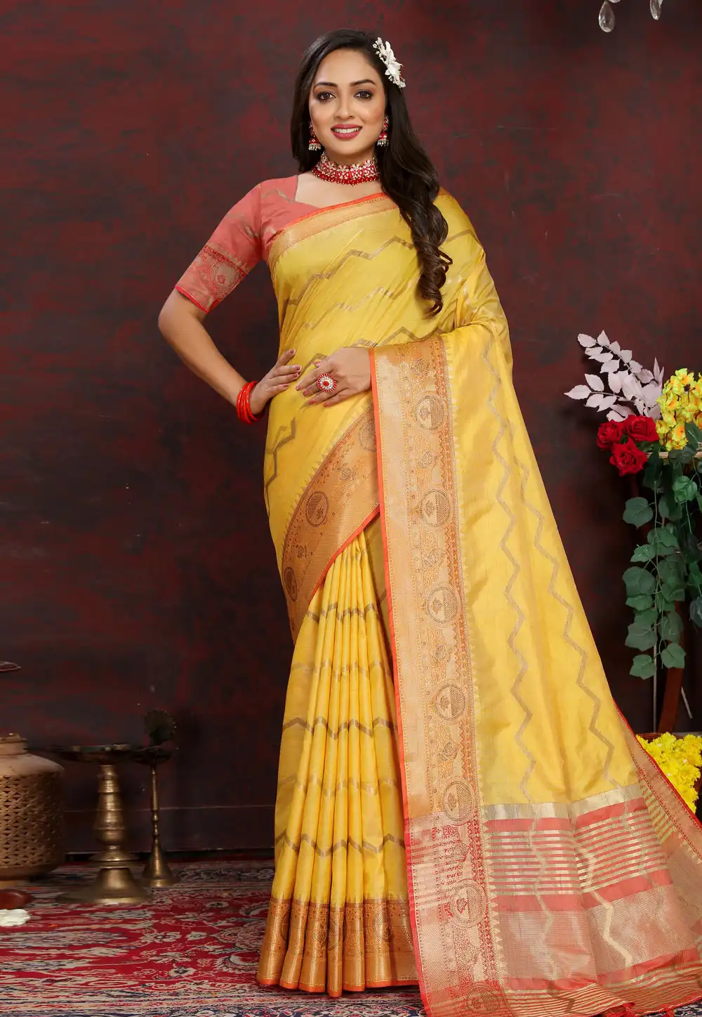 Yellow Silk Saree With Blouse 290863