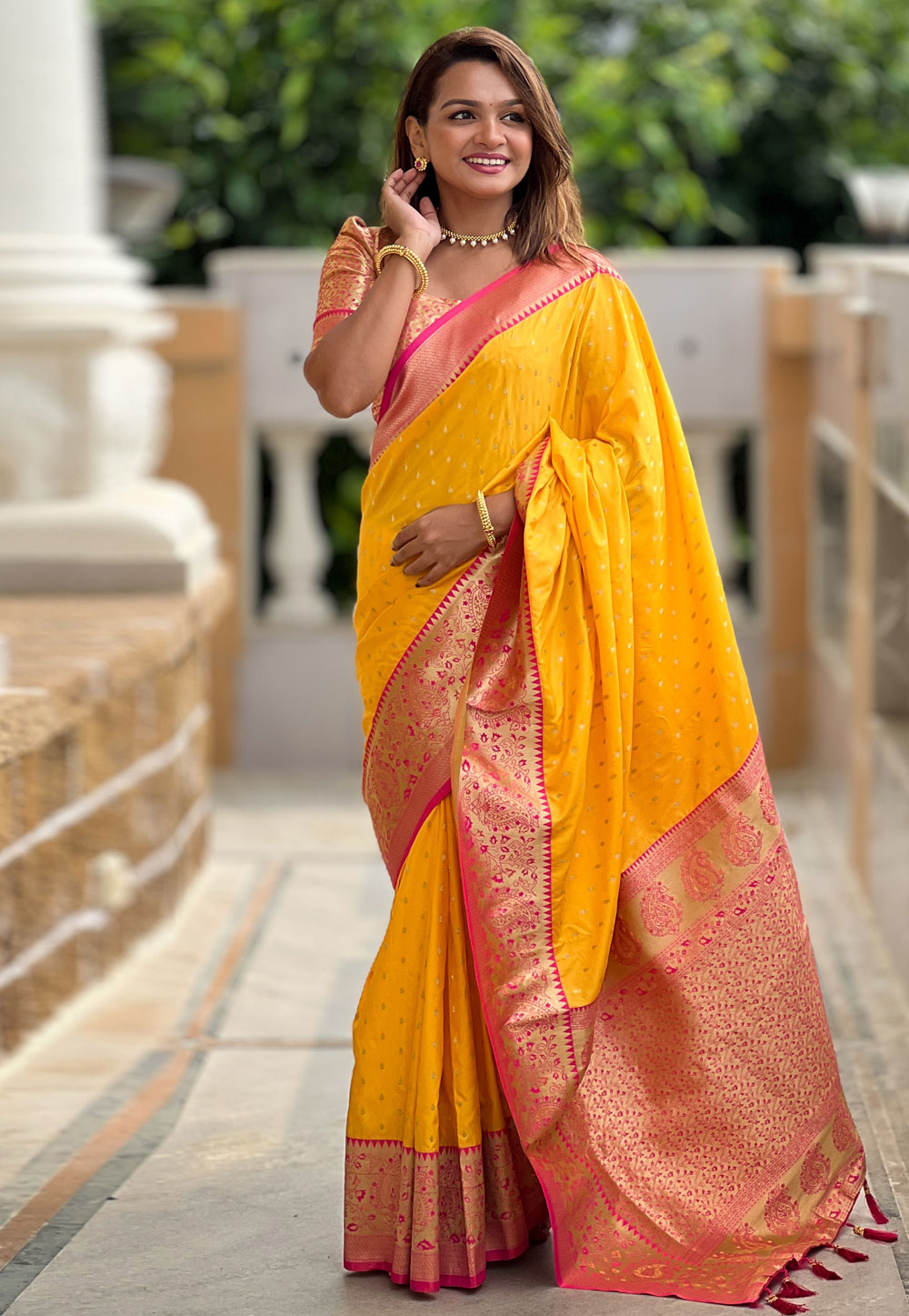 Yellow Silk Saree With Blouse 309232